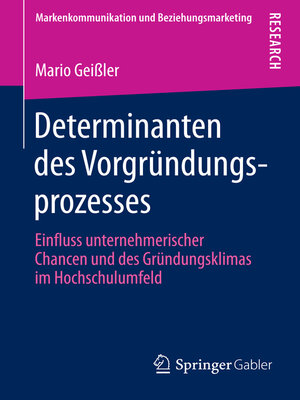 cover image of Determinanten des Vorgründungsprozesses